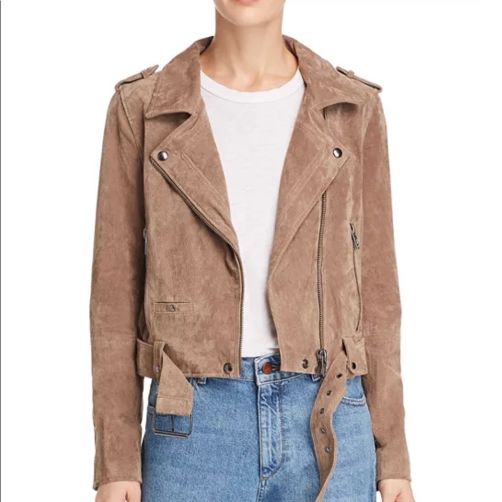 BLANKNYC taupe suede moto jacket